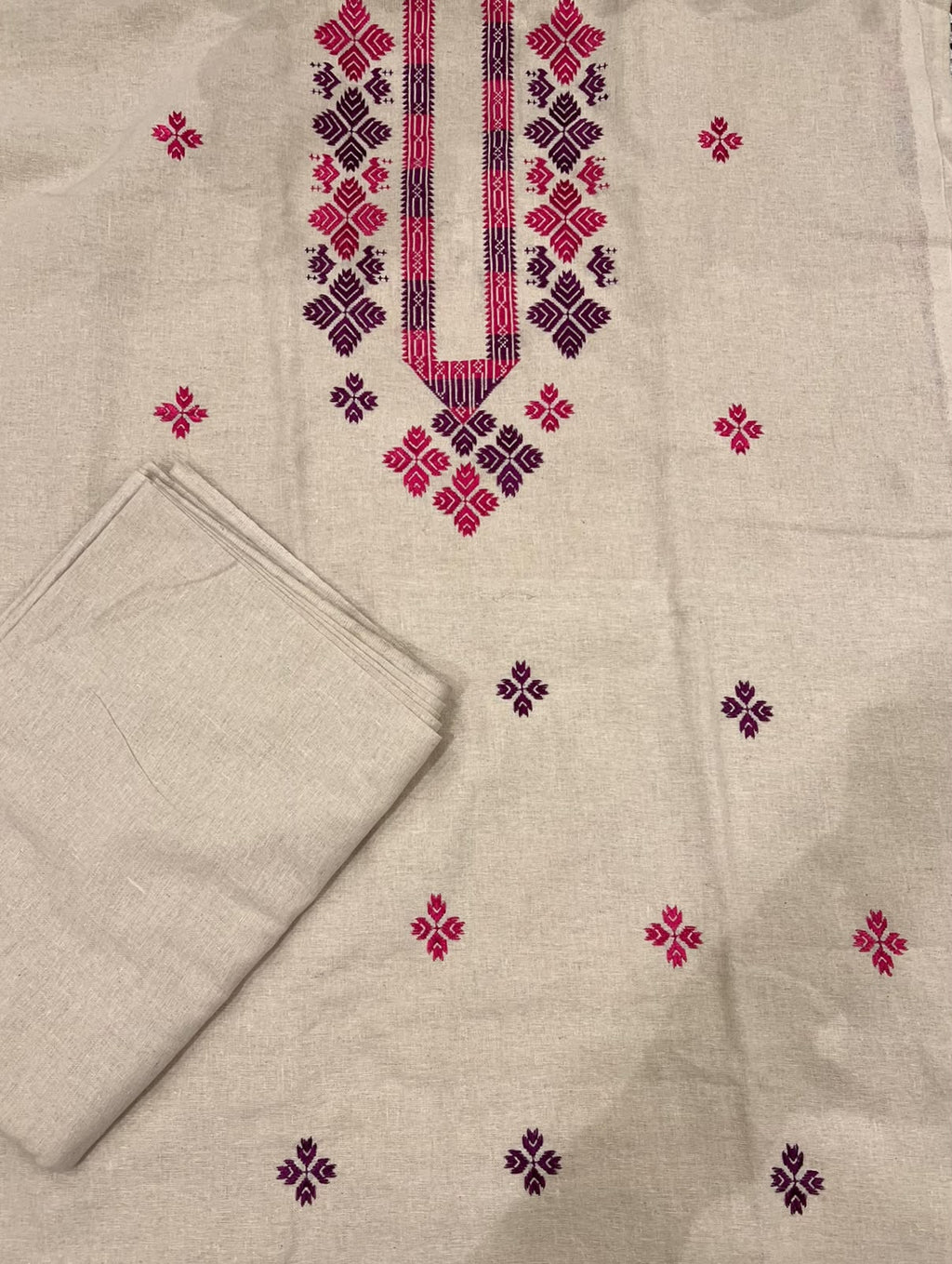 Two piece hand embroidered Phulkari work suit