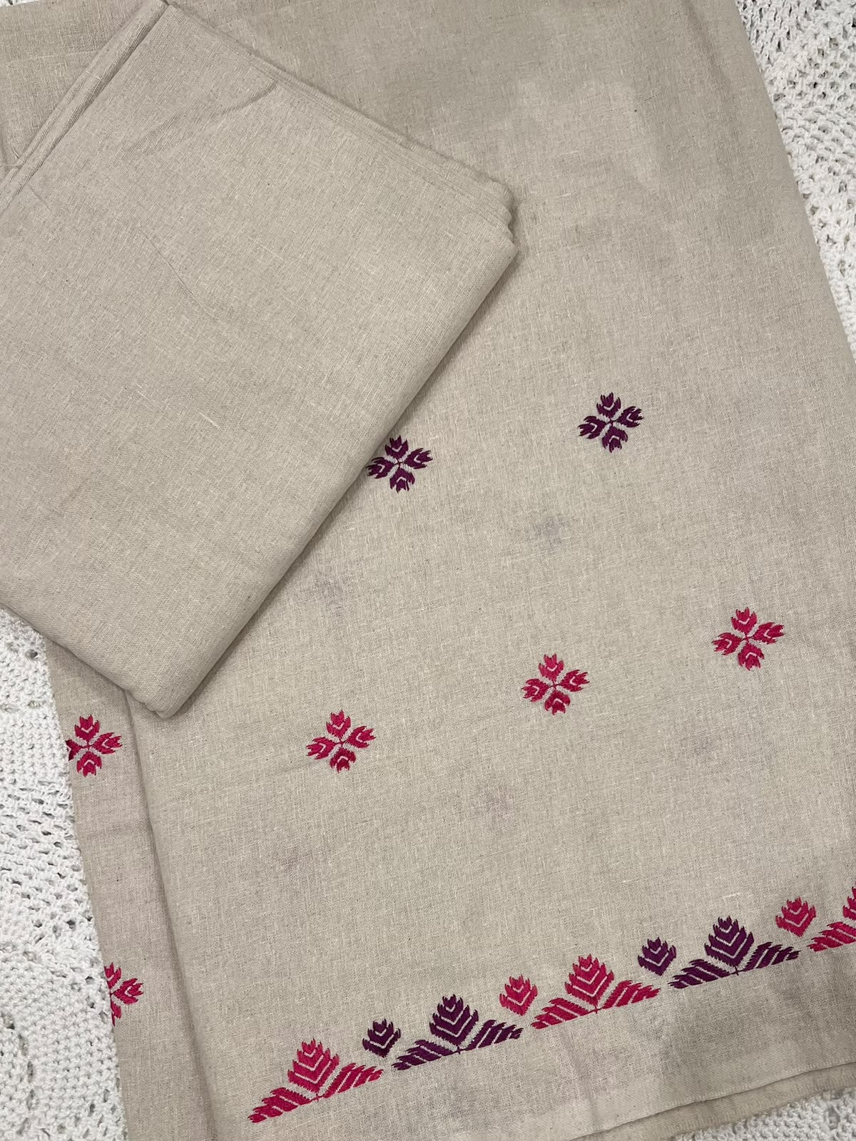 Two piece hand embroidered Phulkari work suit