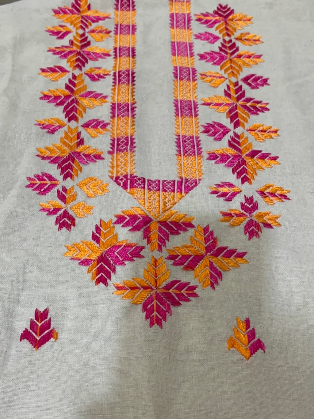 Two piece hand embroidered Phulkari work suit