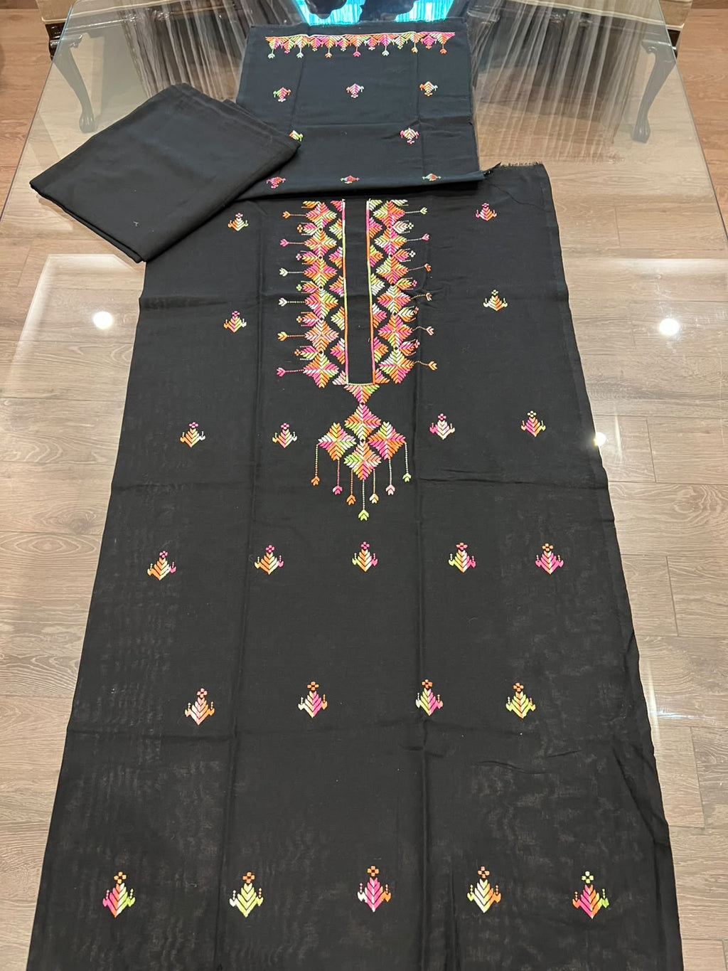 2 piece suit with hand embroidered Phulkari work