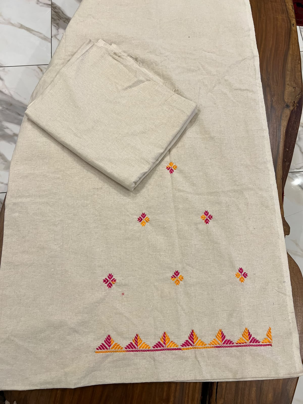 Two piece hand embroidered Phulkari work suit