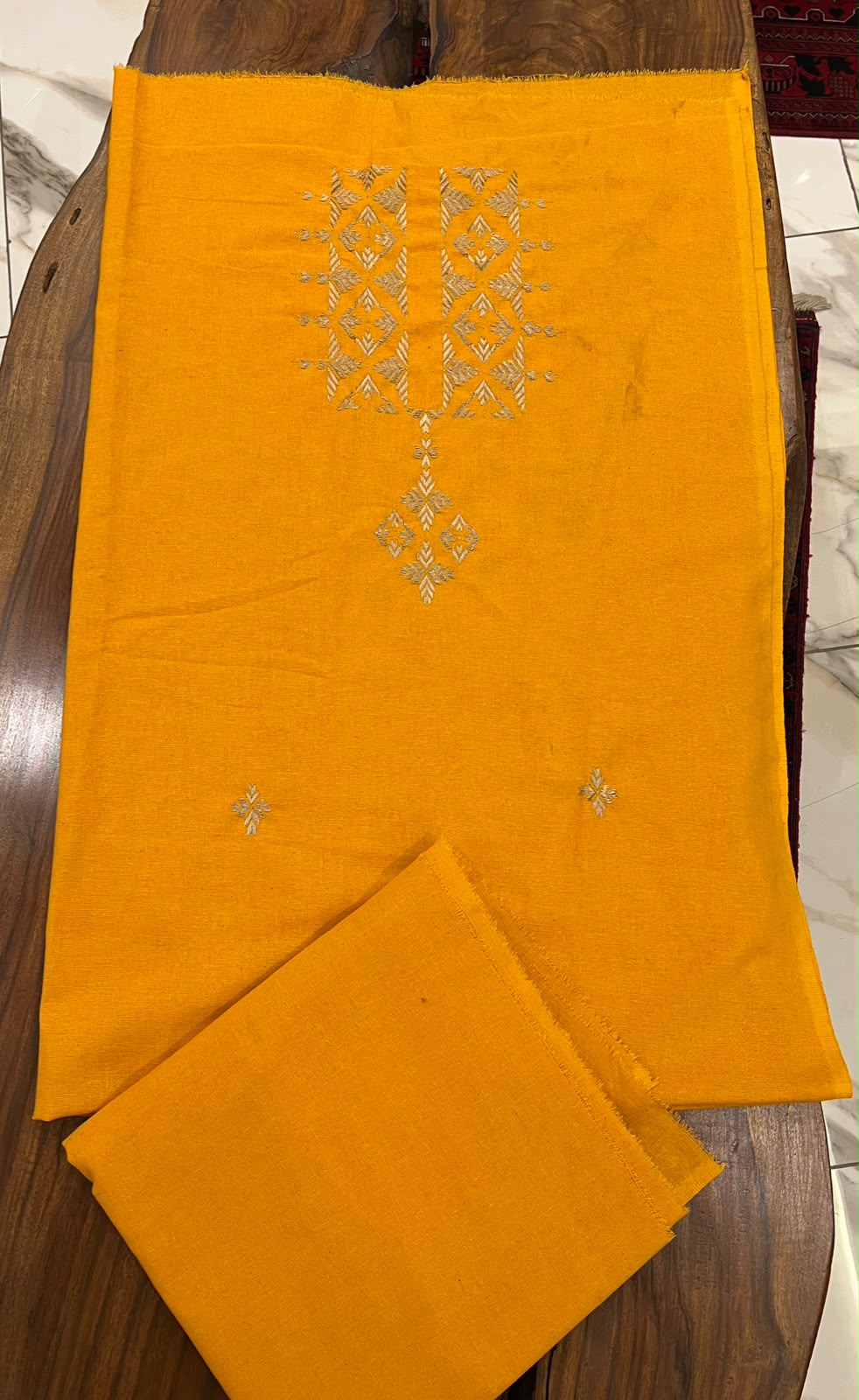 Two piece hand embroidered Phulkari work suit