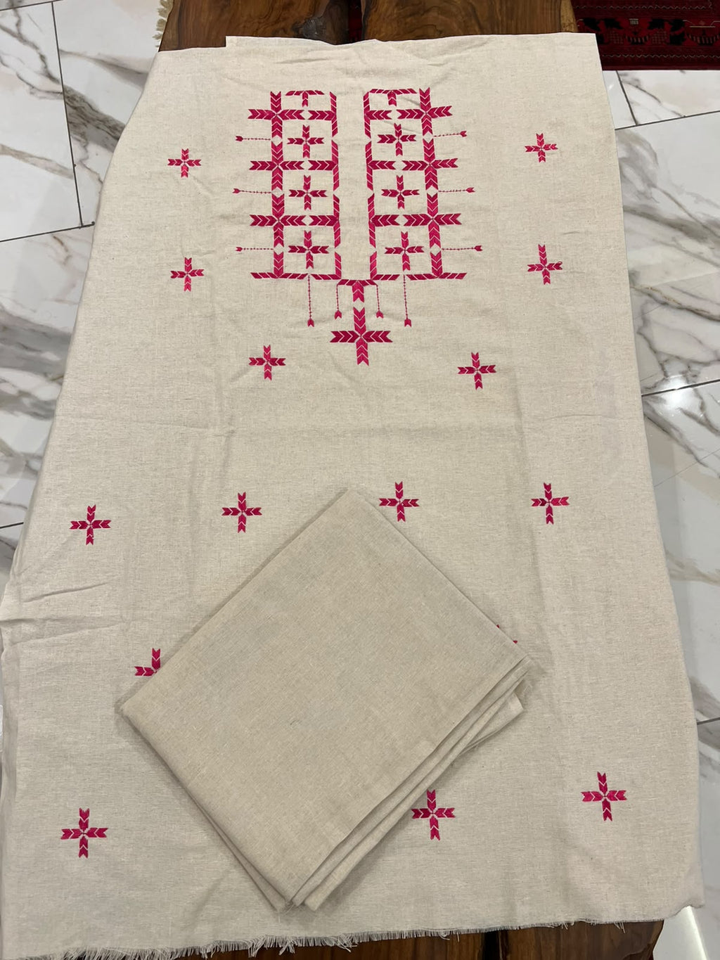 Two piece hand embroidered Phulkari work suit