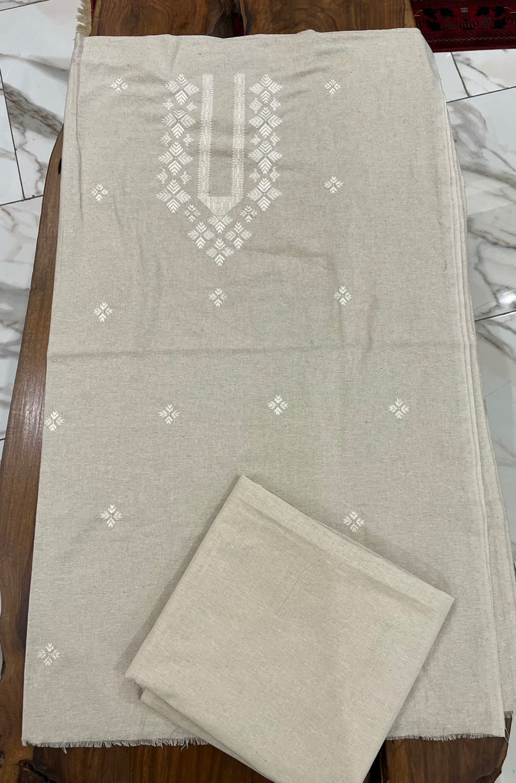 Two piece hand embroidered Phulkari work suit