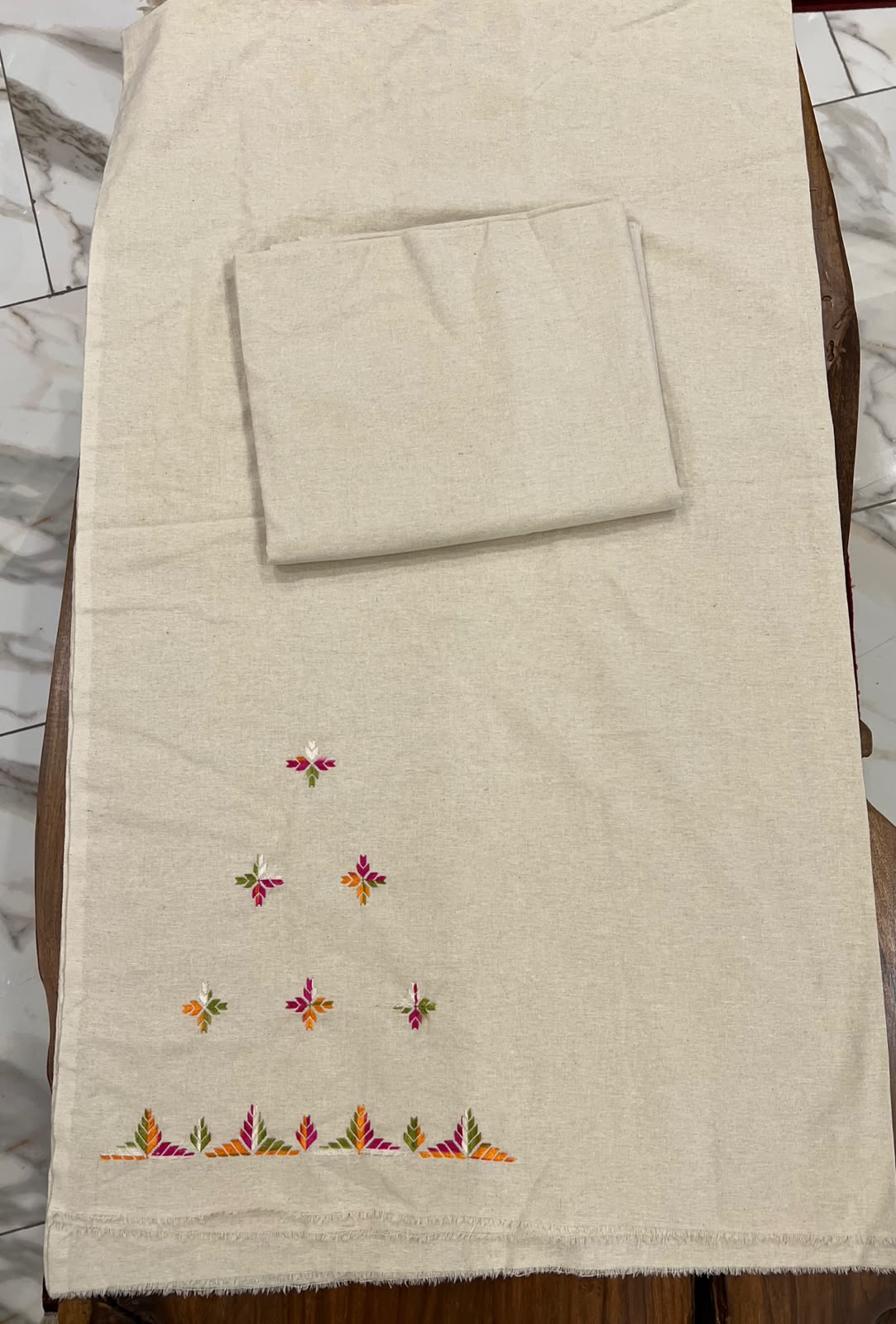 Two piece hand embroidered Phulkari work suit
