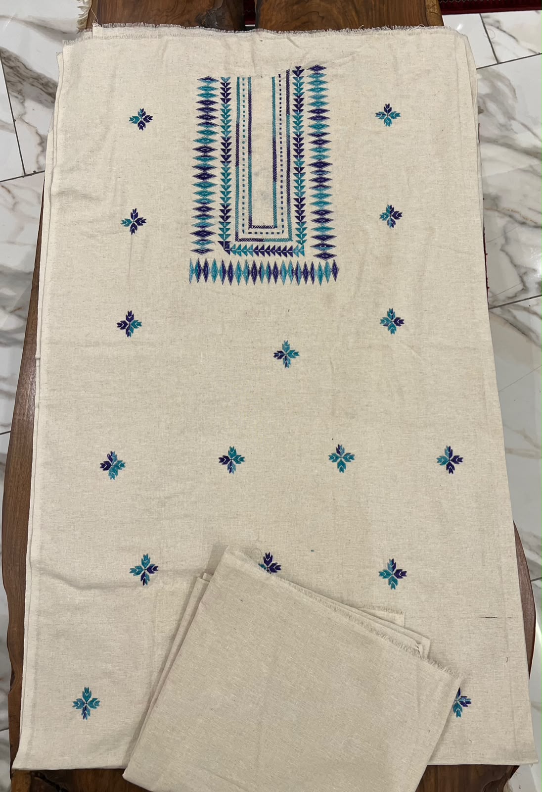 Two piece hand embroidered Phulkari work suit