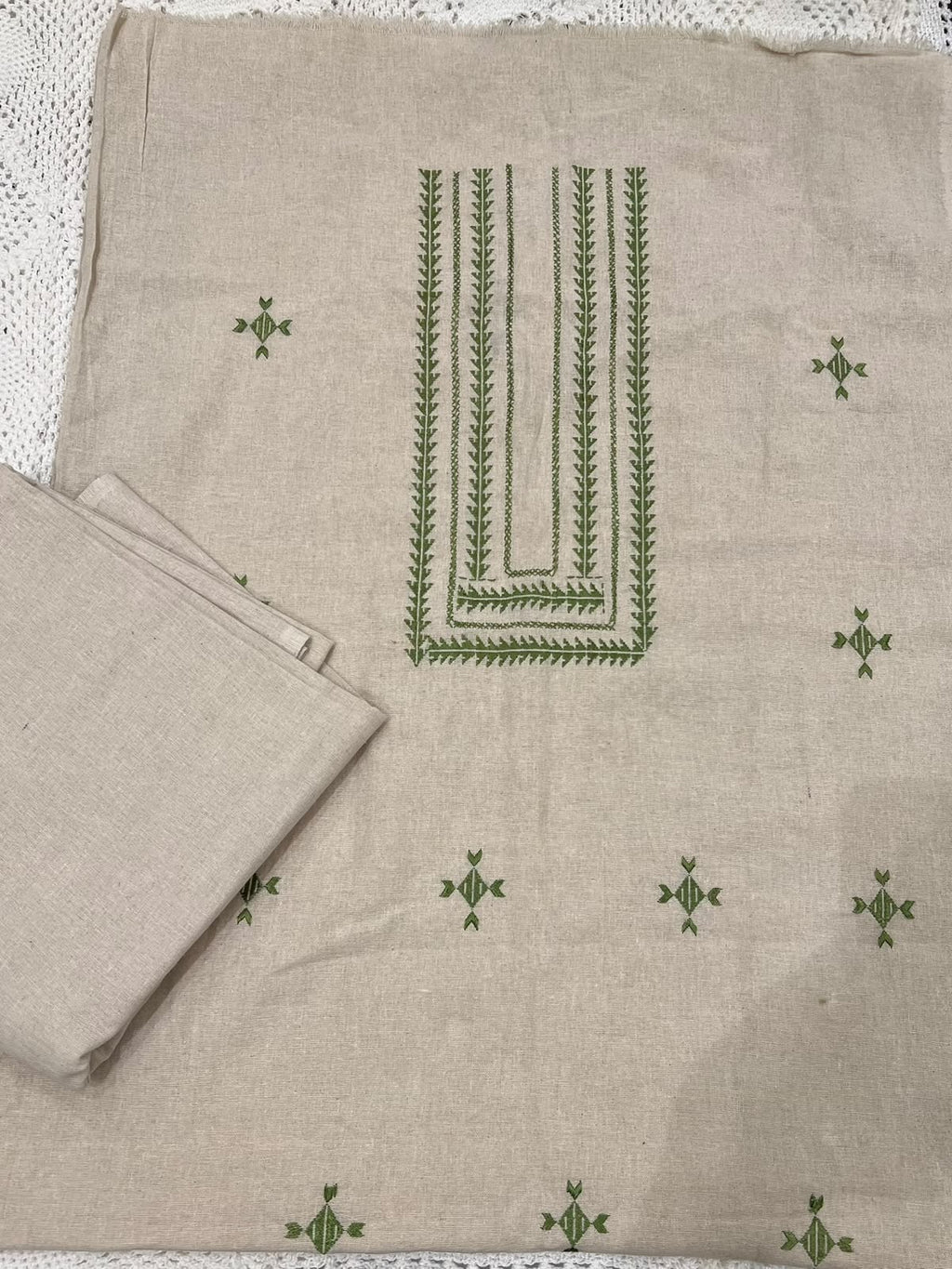 Two piece hand embroidered Phulkari work suit