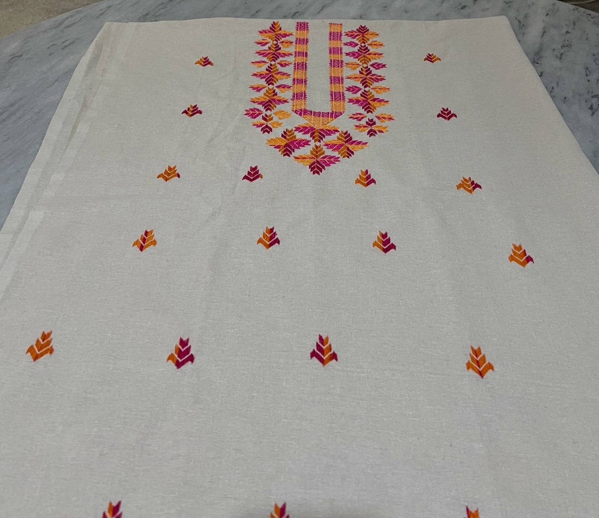 Two piece hand embroidered Phulkari work suit